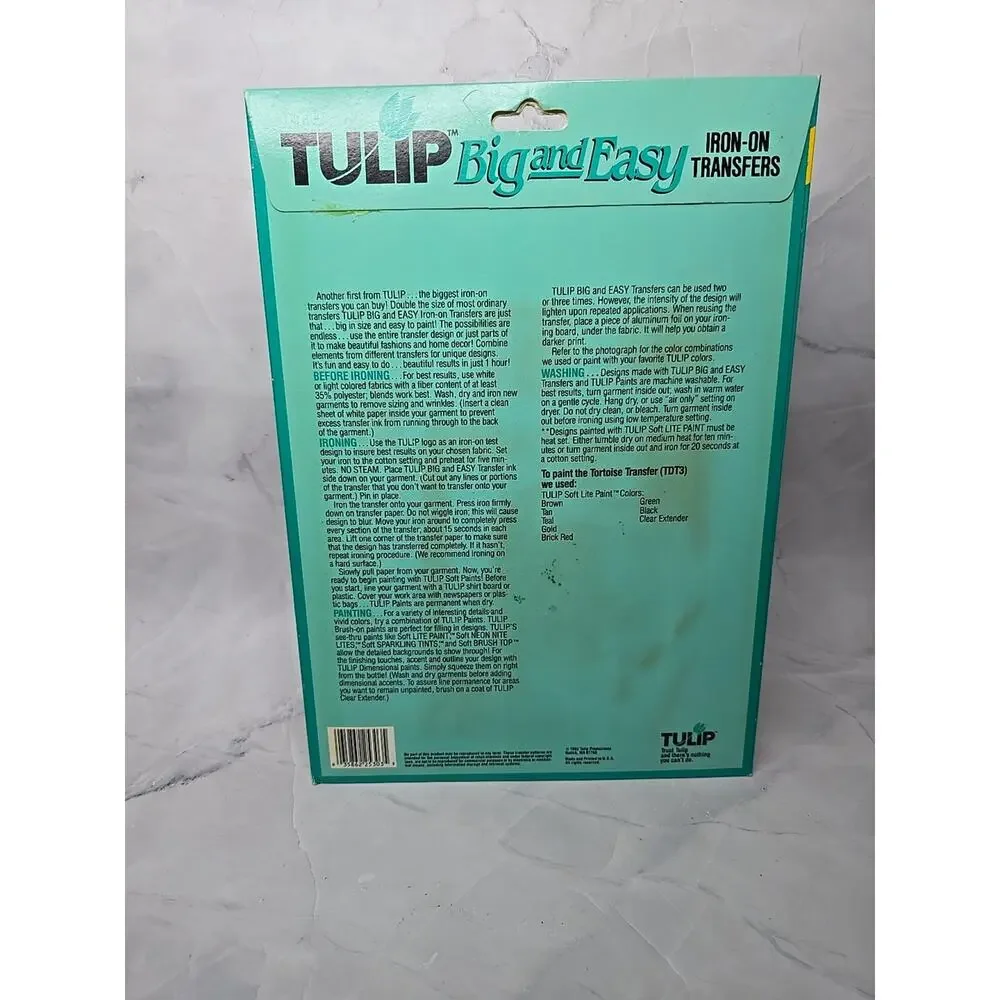 1992 Tulip Big and Easy Iron-On Transfers Tortoise